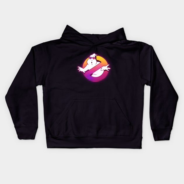 Outrun Ghostbusters Kids Hoodie by Kiboune